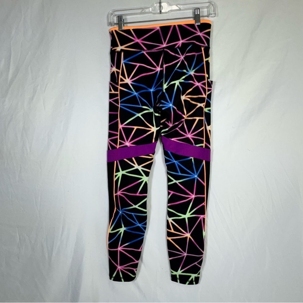 Justice Girls J-Sport Print Blocked Neon Laser Print Leggings - Picture 3 of 7